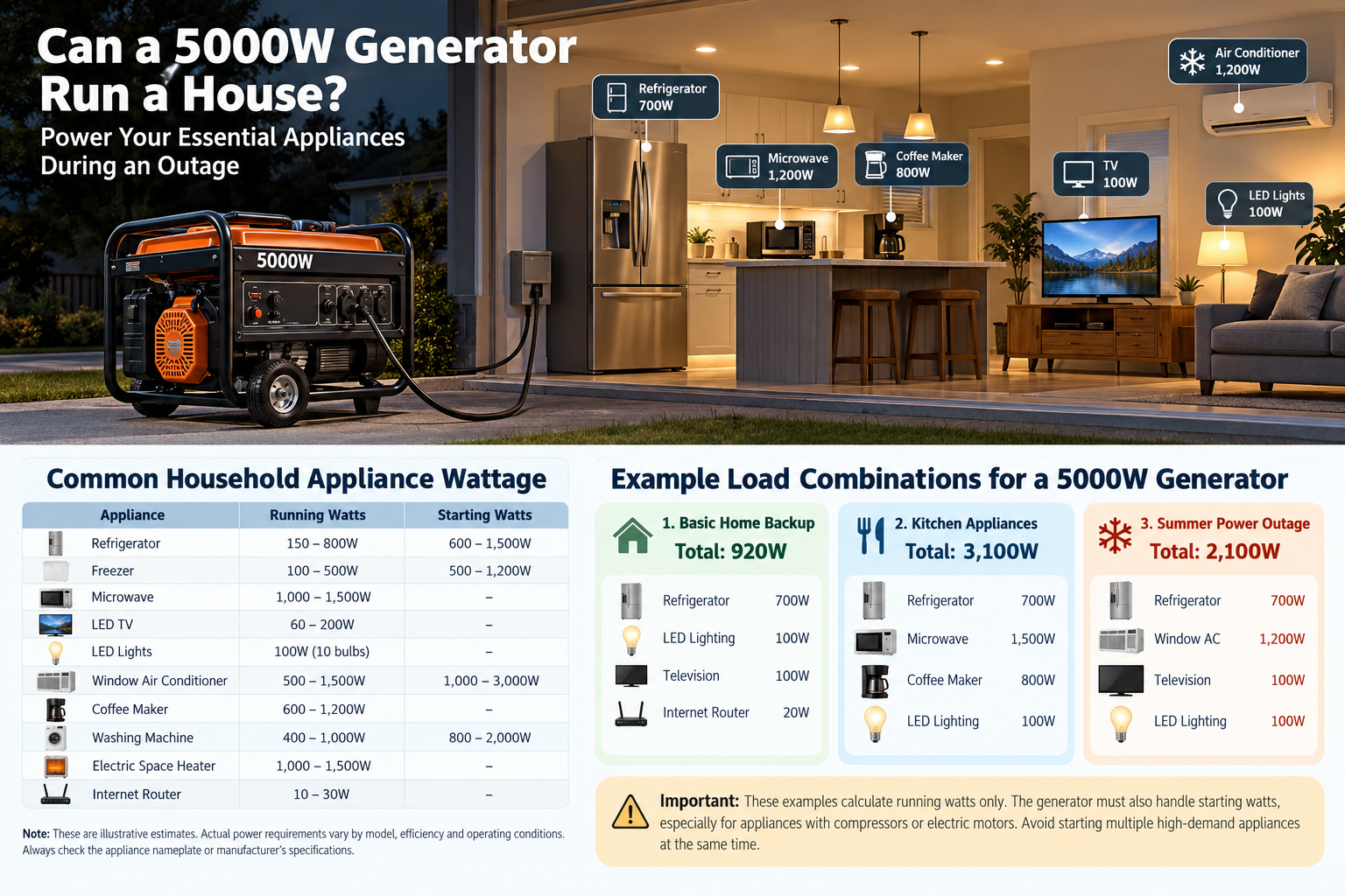Hướng dẫn cấp điện cho ngôi nhà của bạn bằng máy phát điện 5.000 watt