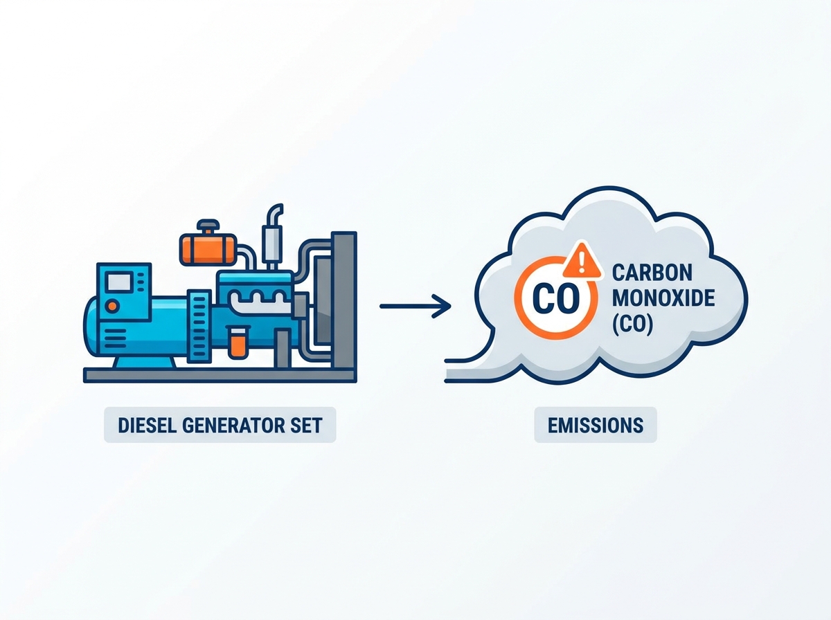 Diesel generator carbon monoxide safety and exhaust routing