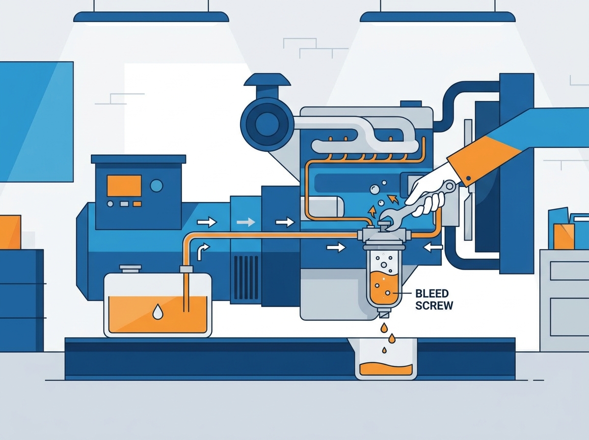 Bleeding a diesel generator fuel system