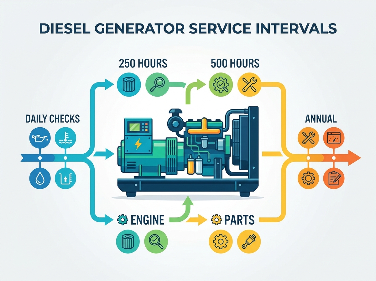 Diesel generator maintenance and service interval inspection